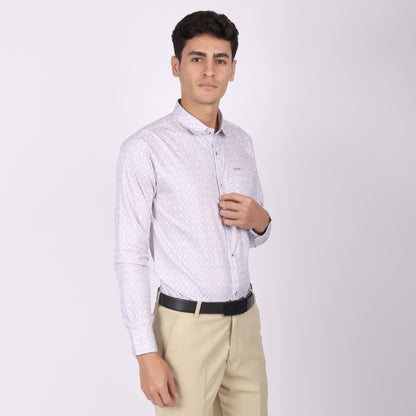 Men's Lavender Printed Cotton Shirt