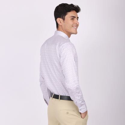 Men's Lavender Printed Cotton Shirt