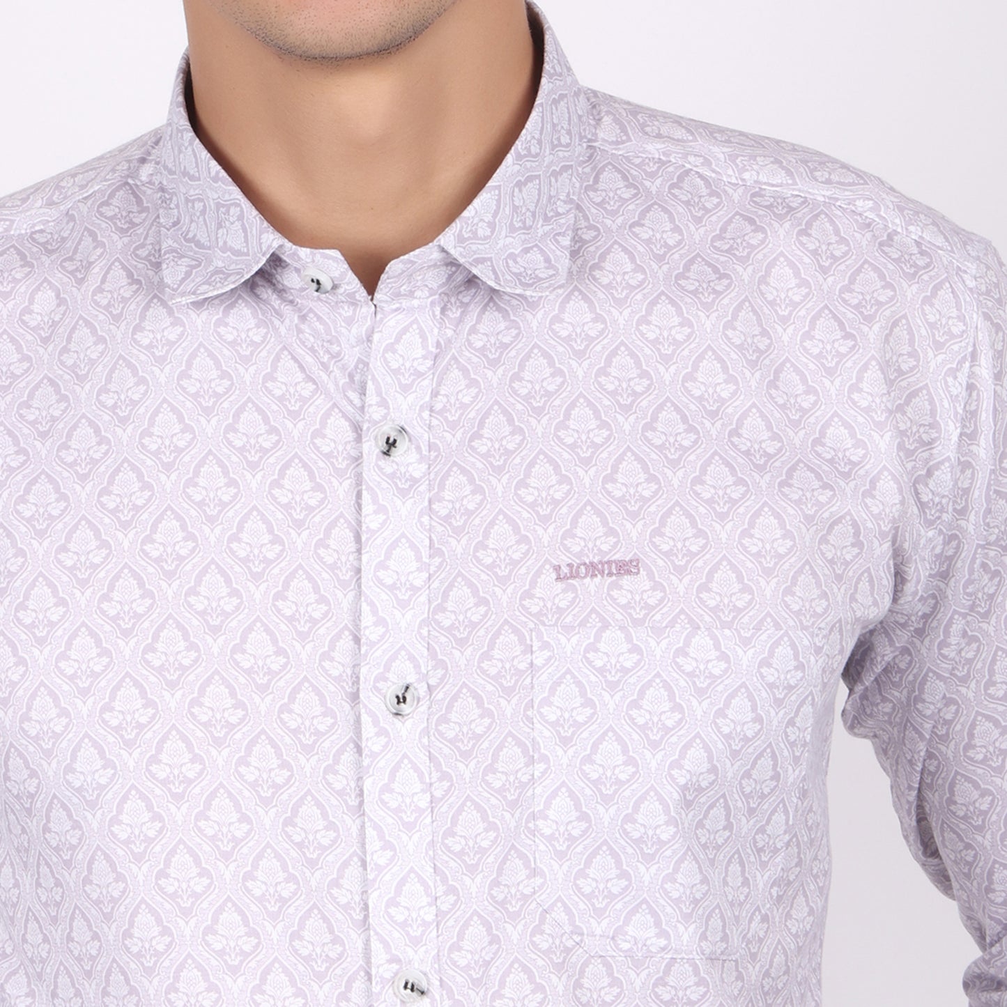 Men's Lavender Printed Cotton Shirt