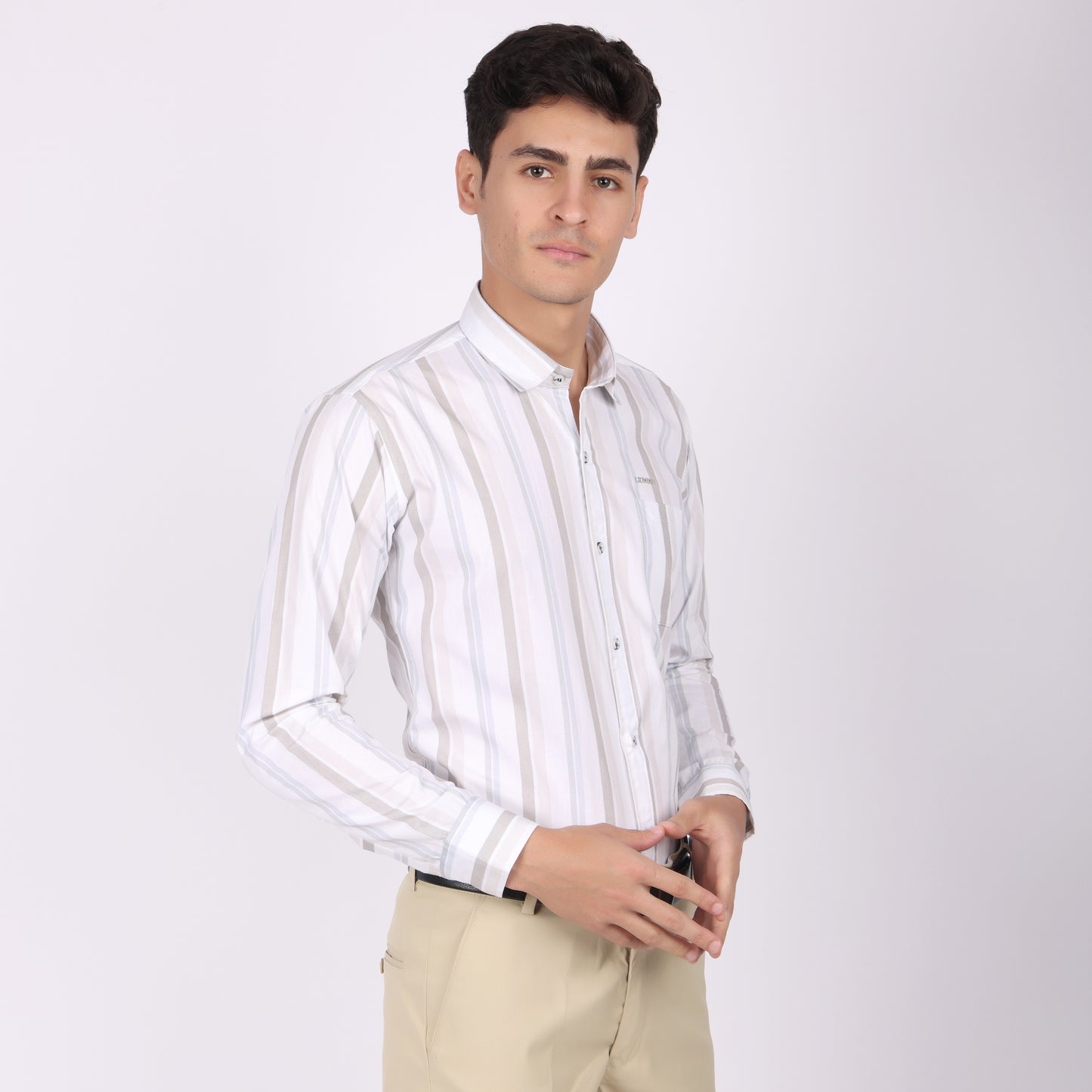 Men's White Striped Cotton Shirt