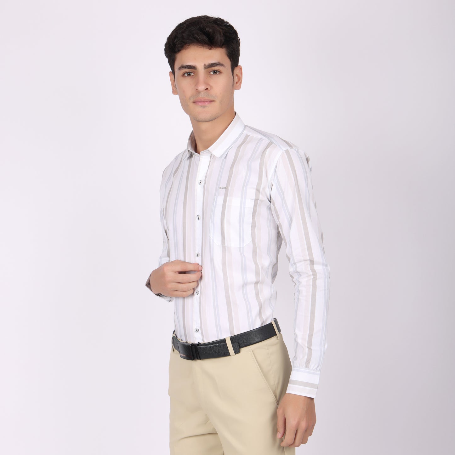 Men's White Striped Cotton Shirt