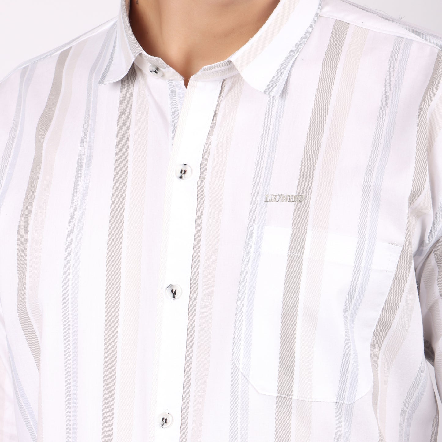 Men's White Striped Cotton Shirt