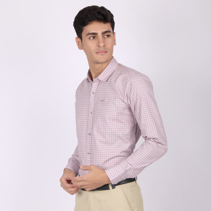 Men’s Pink & White Checkered Formal Shirt