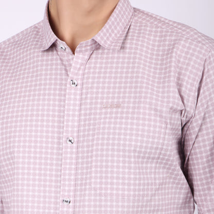 Men’s Pink & White Checkered Formal Shirt