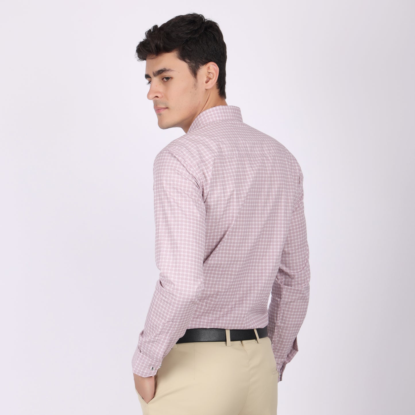 Men’s Pink & White Checkered Formal Shirt