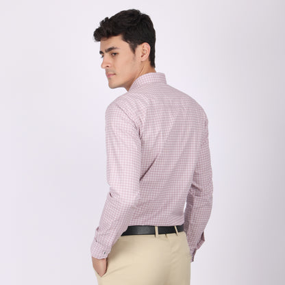 Men’s Pink & White Checkered Formal Shirt