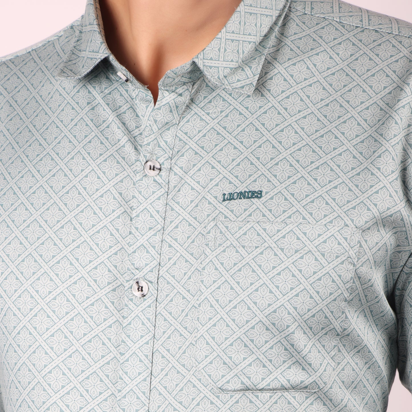 Men’s Light Green Printed Formal Shirt