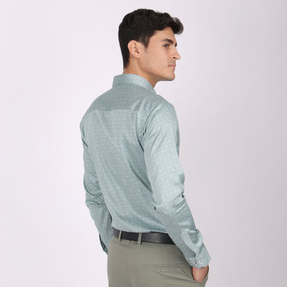Men’s Light Green Printed Formal Shirt
