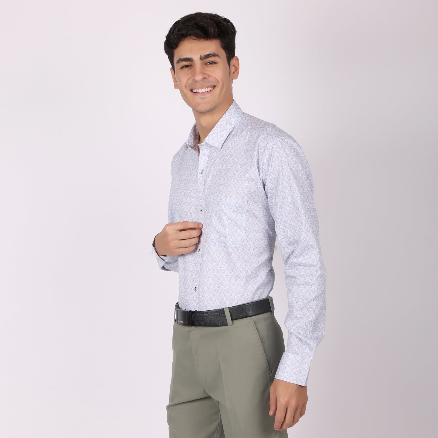 Men’s White Printed Formal Shirt