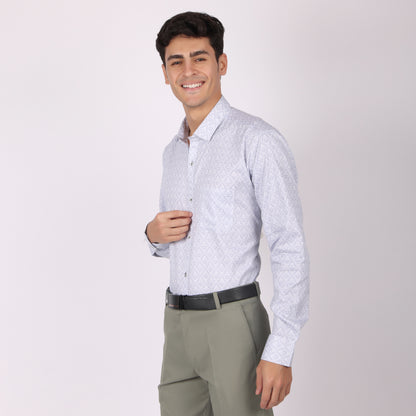 Men’s White Printed Formal Shirt