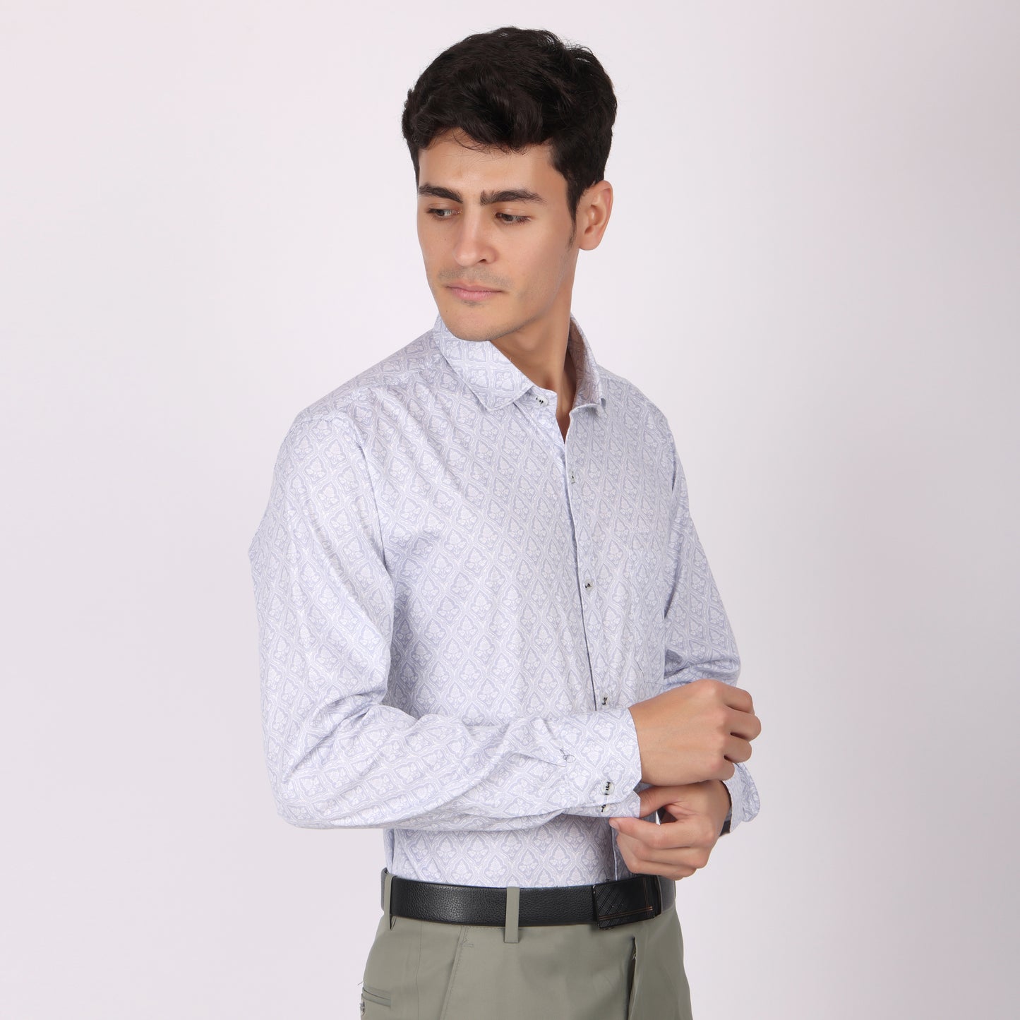 Men’s White Printed Formal Shirt