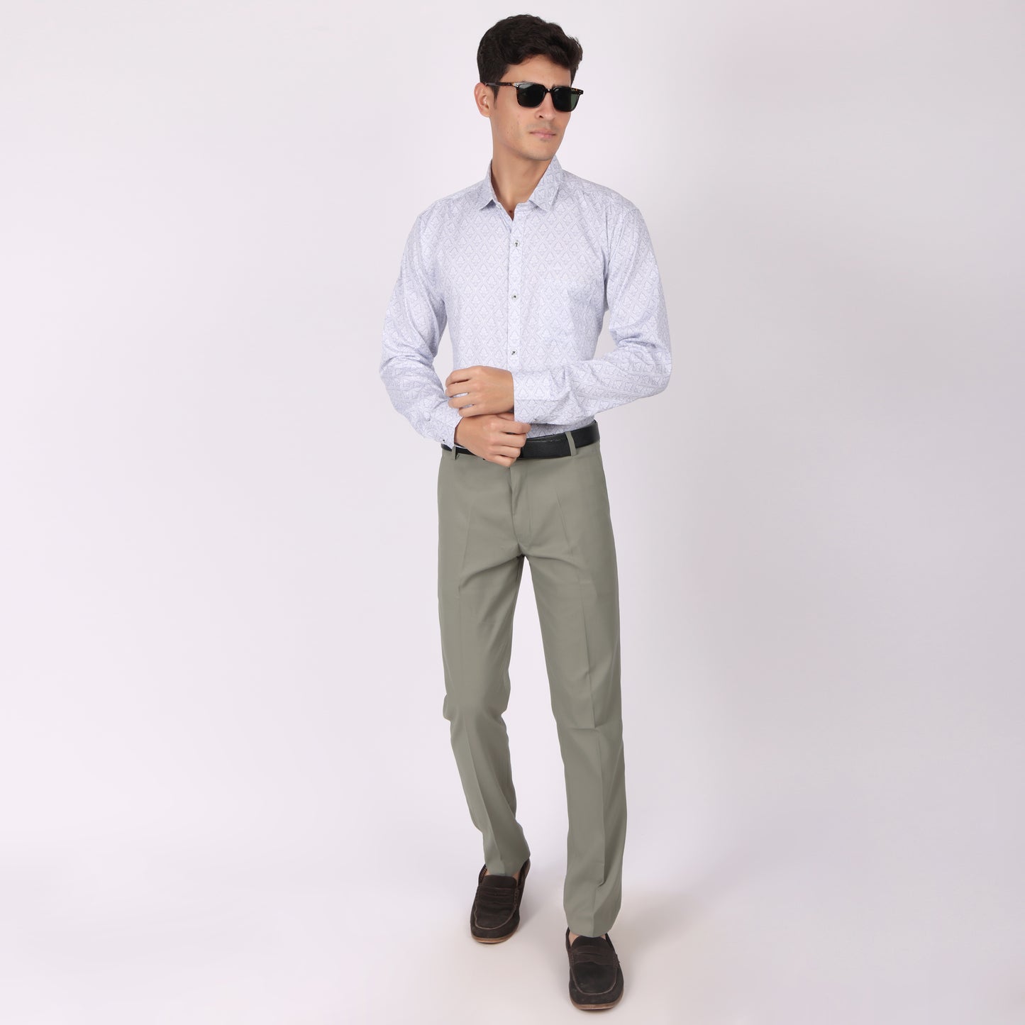 Men’s White Printed Formal Shirt