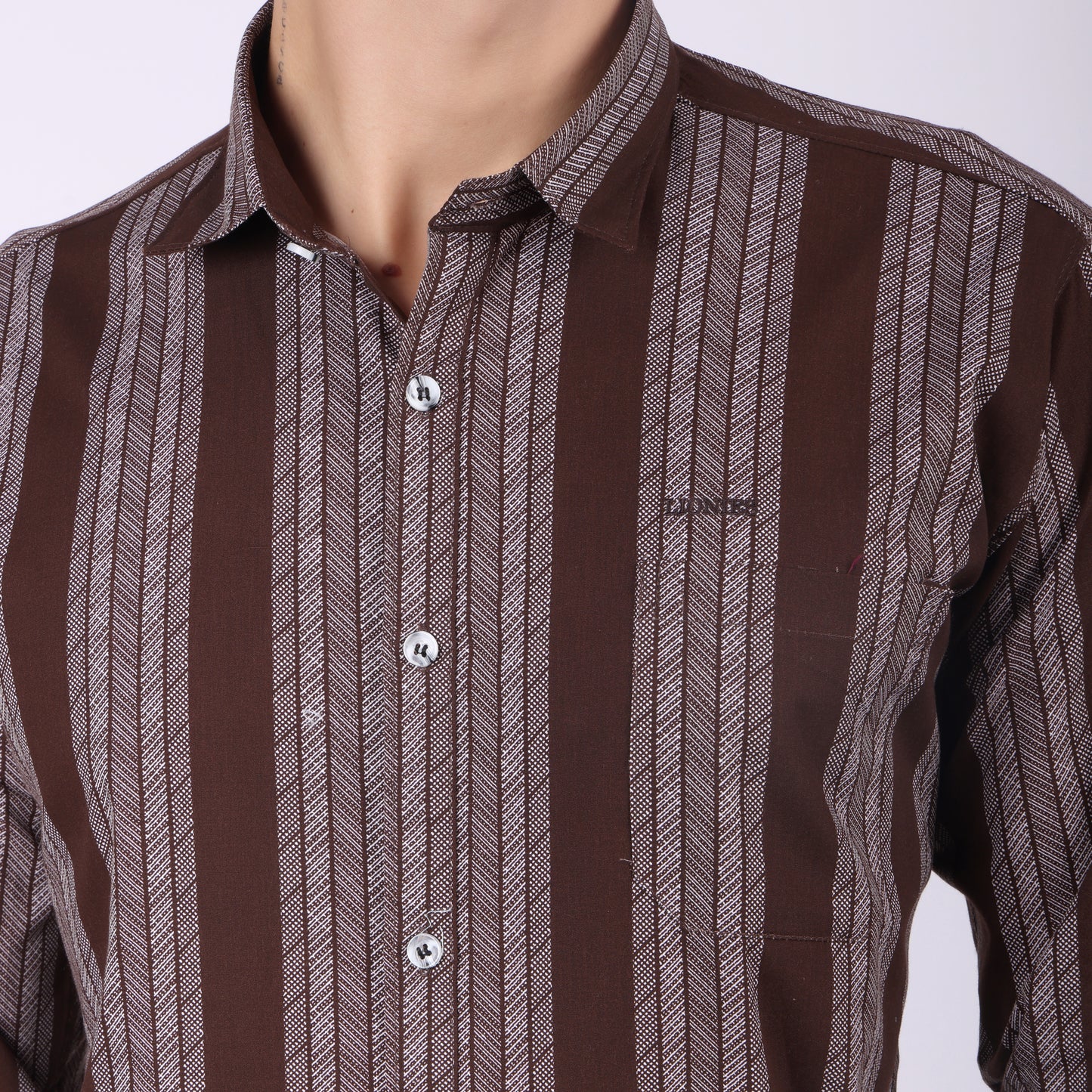 Men’s Brown Striped Full Sleeve Shirt