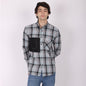 Men’s Blue & Grey Checkered Shirt with Contrast Patch Pocket