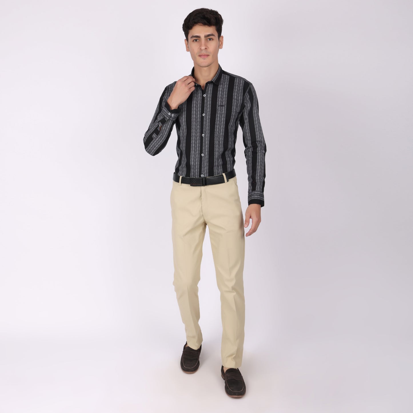 Men’s Black Striped Full Sleeve Shirt