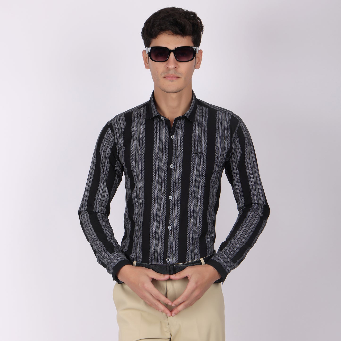 Men’s Black Striped Full Sleeve Shirt