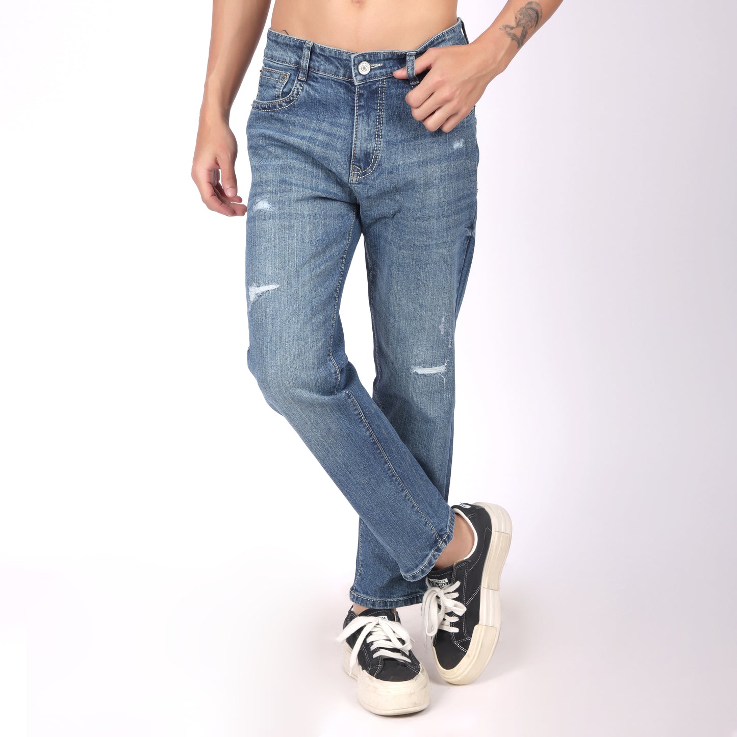 Men’s Sky Blue Washed Slim Fit Jeans