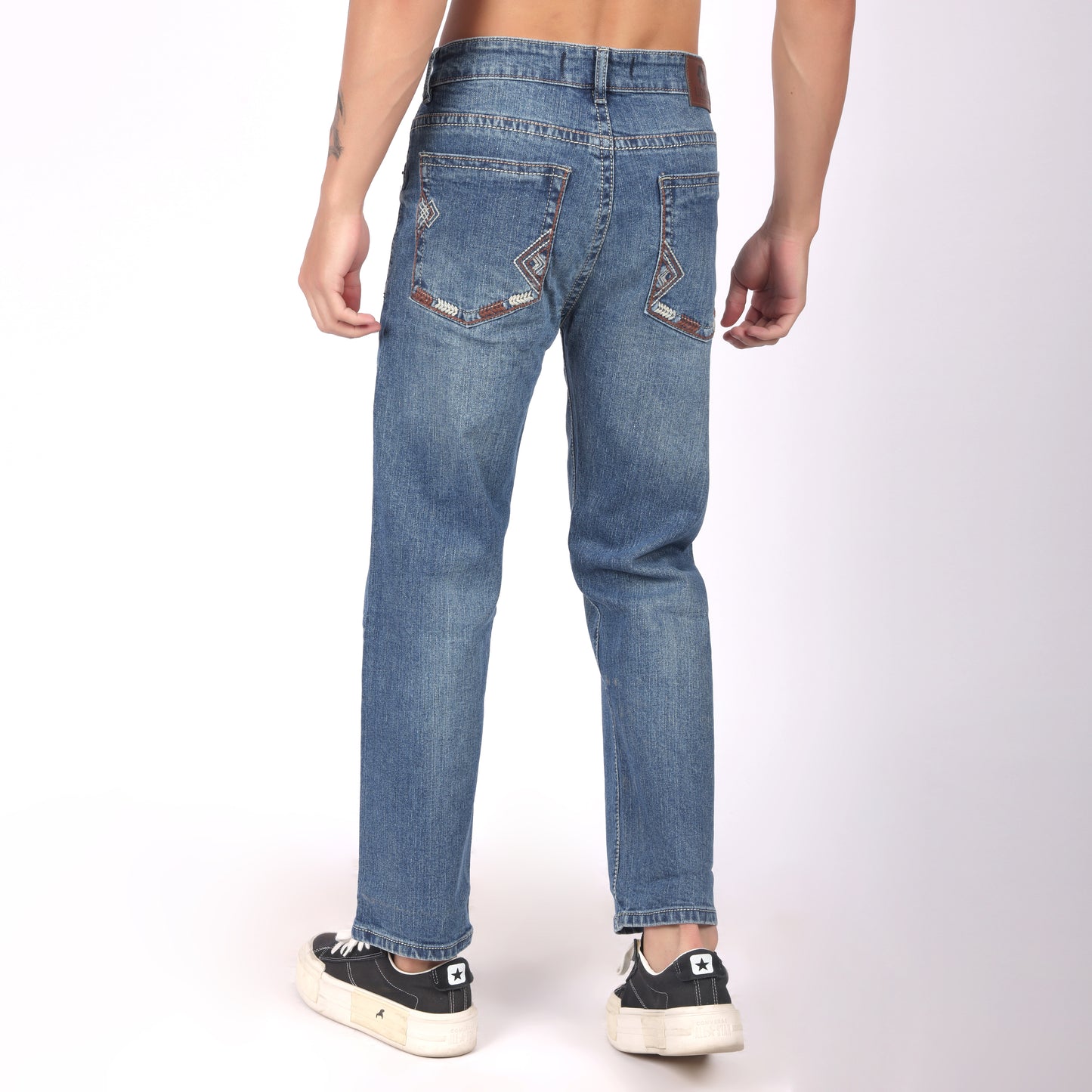 Men’s Sky Blue Washed Slim Fit Jeans