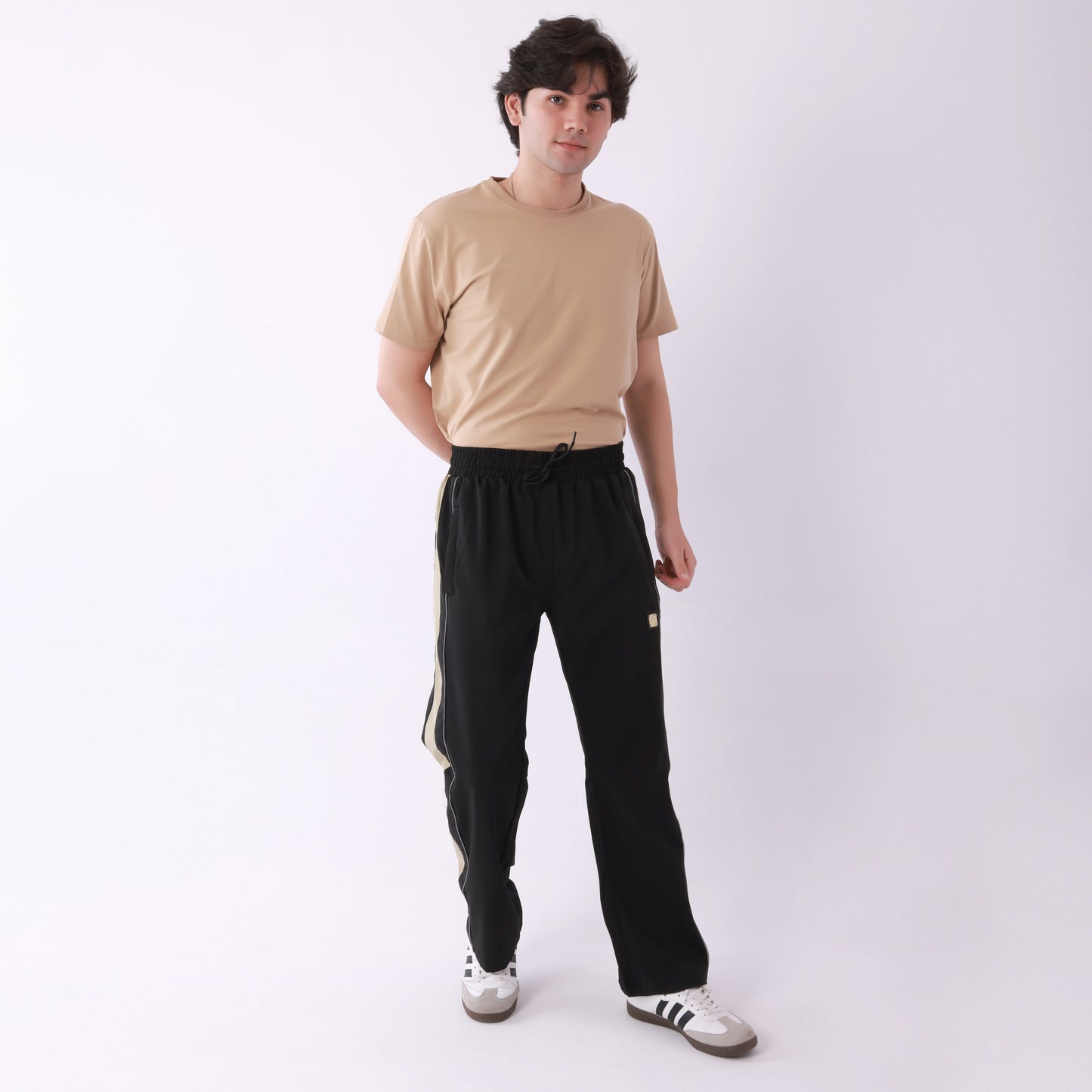 Lionies Men's Color block Track Lower – Black & Beige