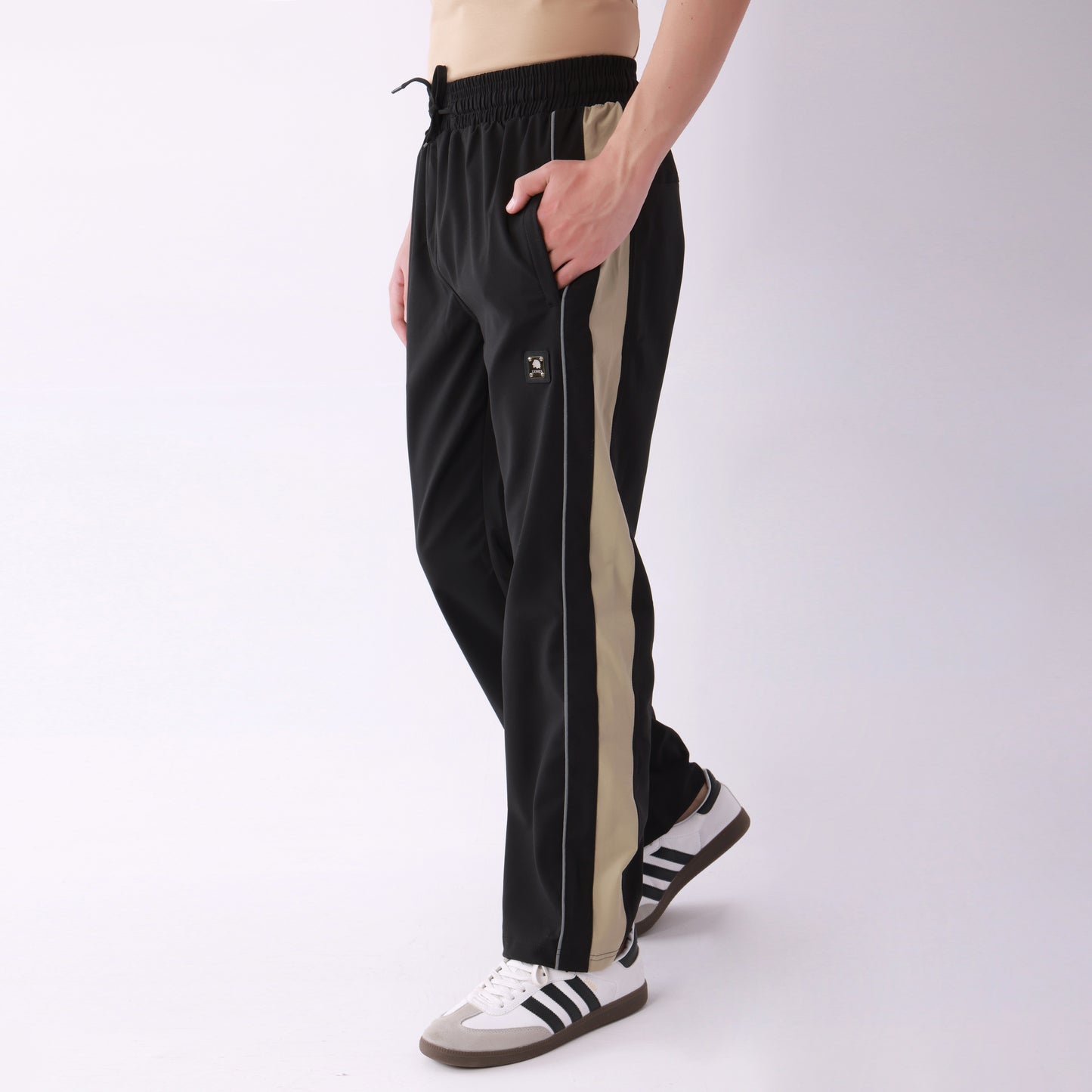 Lionies Men's Color block Track Lower – Black & Beige