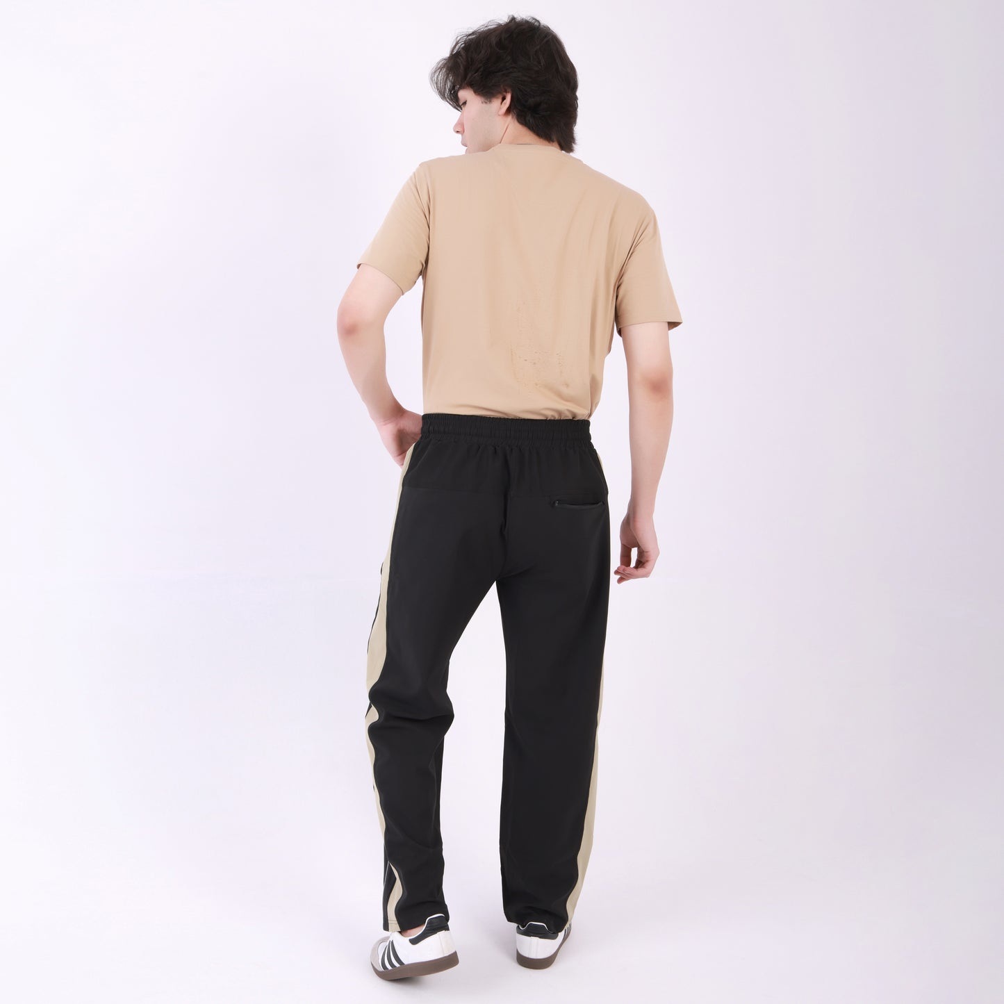 Lionies Men's Color block Track Lower – Black & Beige