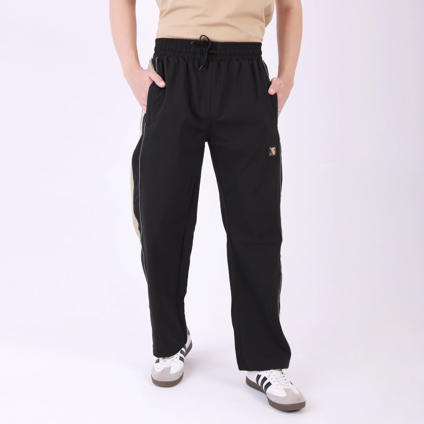 Lionies Men's Color black Track Lower – Black & Beige