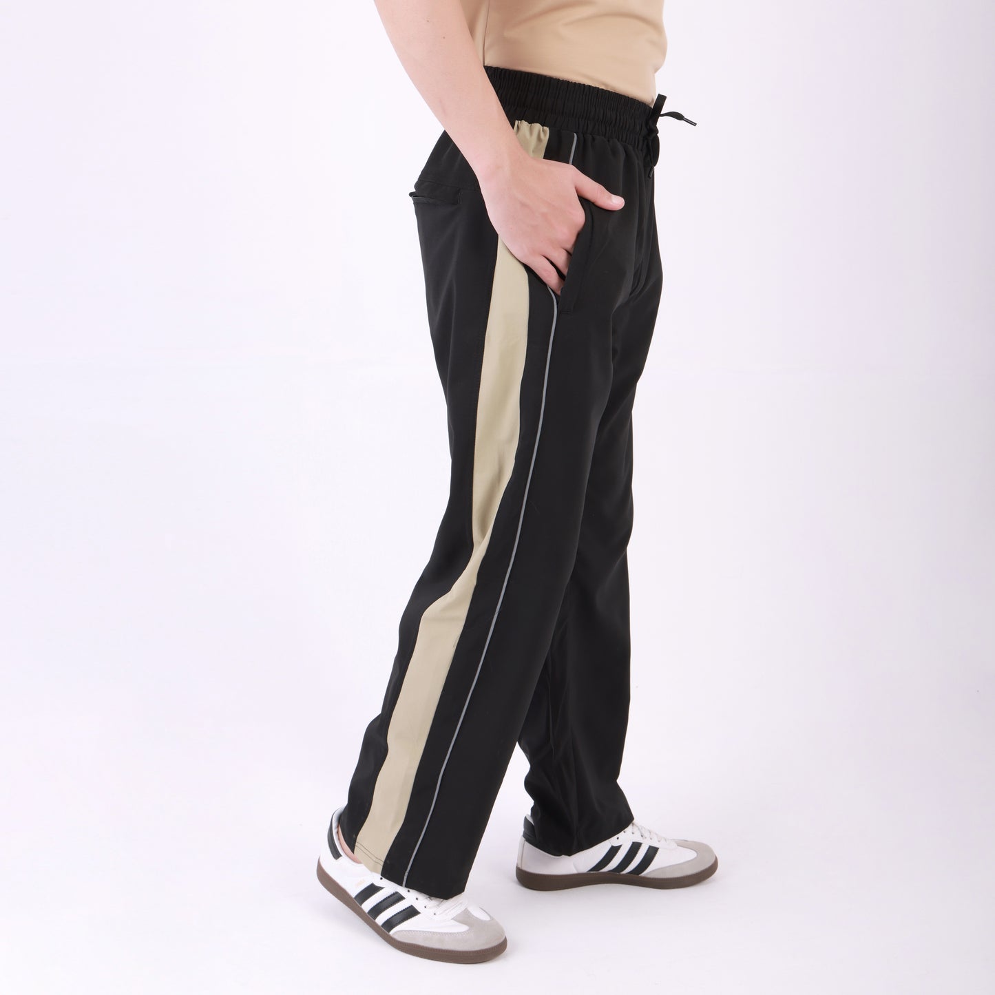Lionies Men's Color block Track Lower – Black & Beige