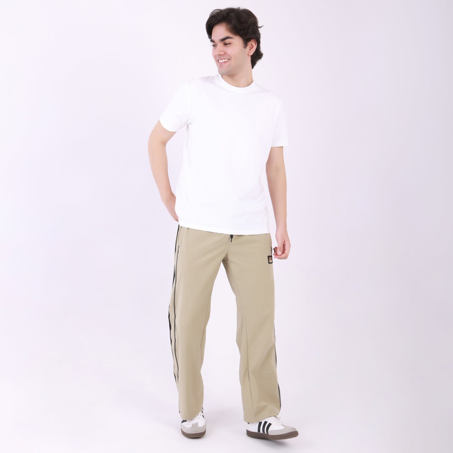 Lionies Men's Color block Track Lower Side  Design –  Beige & Black