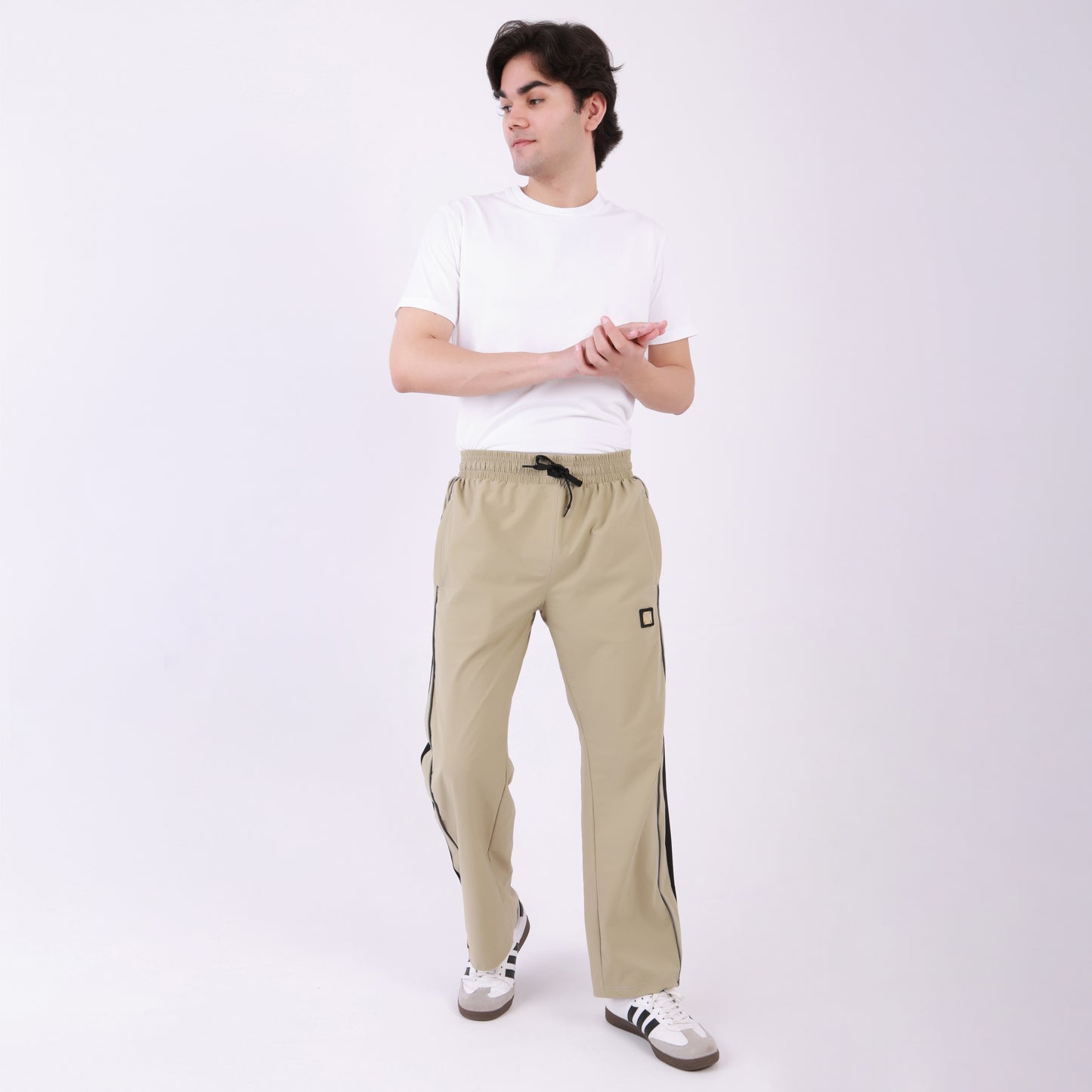 Lionies Men's Color block Track Lower Side  Design –  Beige & Black