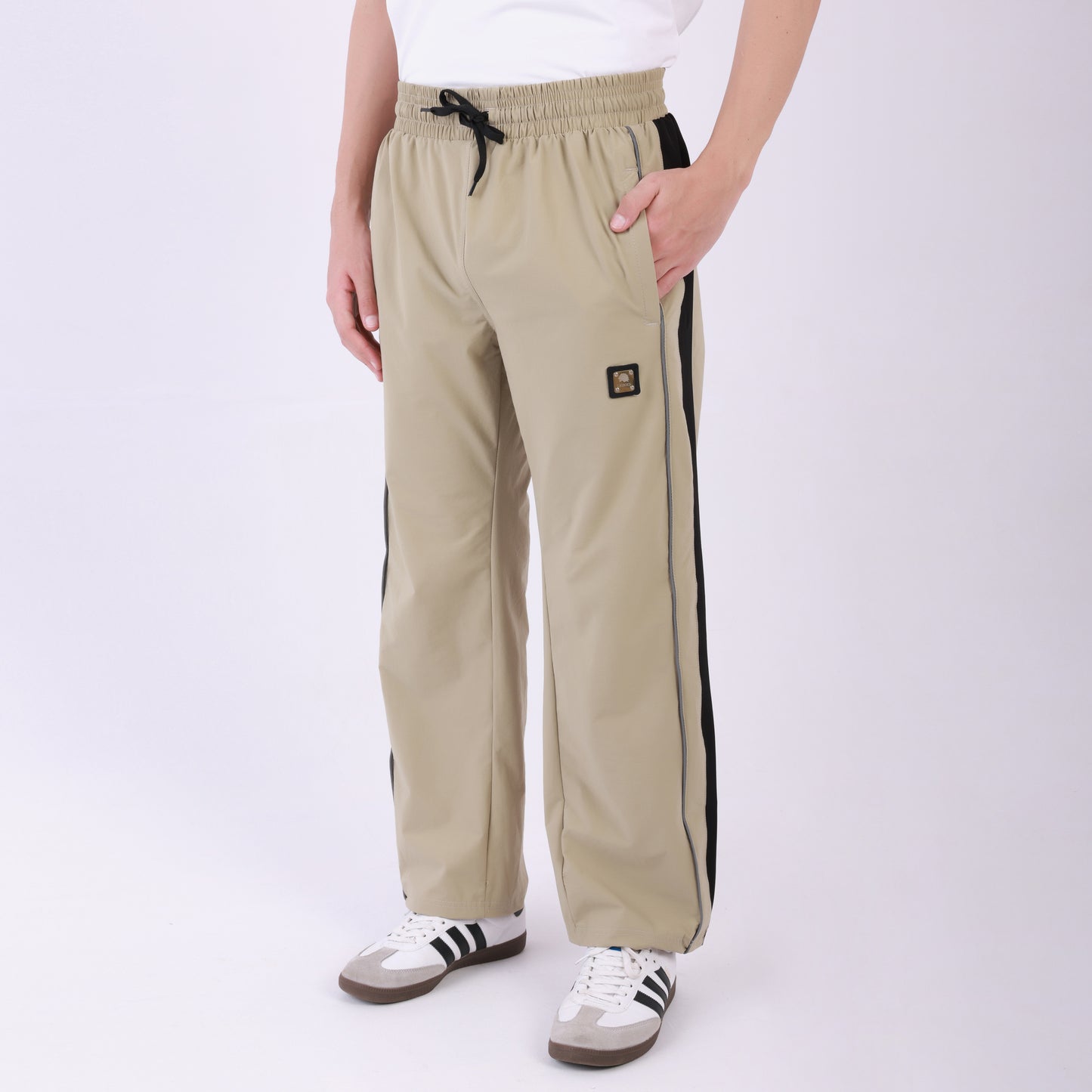 Lionies Men's Color block Track Lower Side  Design –  Beige & Black