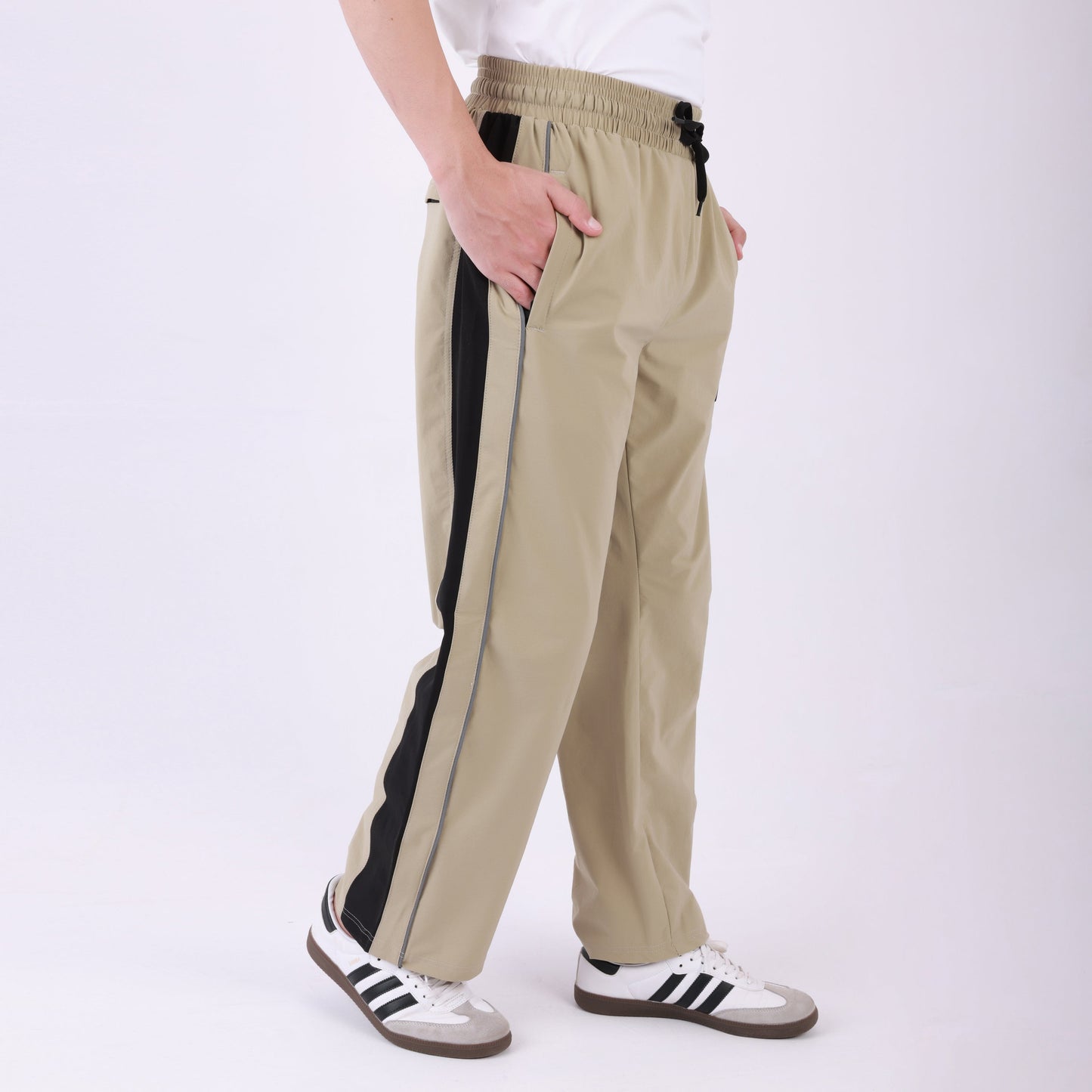 Lionies Men's Color block Track Lower Side  Design –  Beige & Black