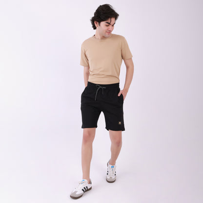 Lionies Men's Solid Black Cotton Shorts – Classic Comfort Fit