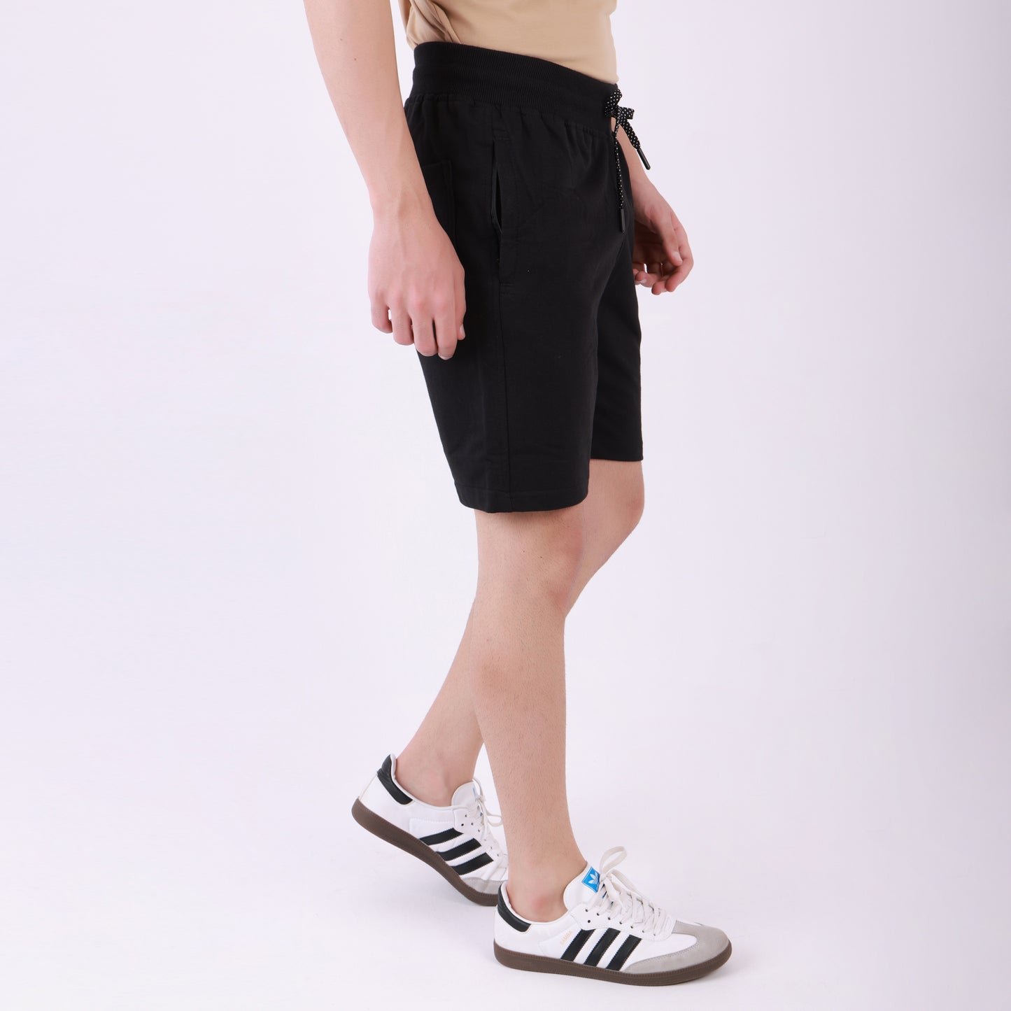 Lionies Men's Solid Black Cotton Shorts – Classic Comfort Fit