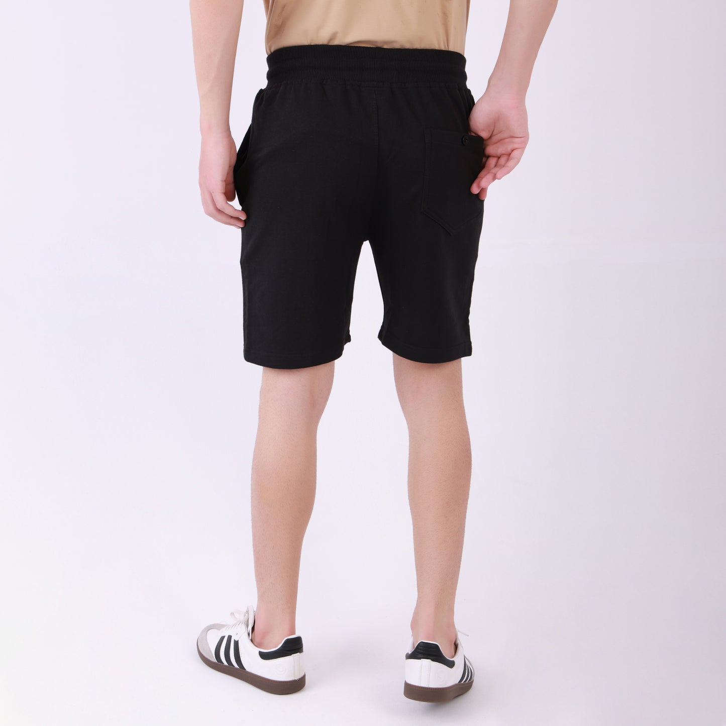 Lionies Men's Solid Black Cotton Shorts – Classic Comfort Fit