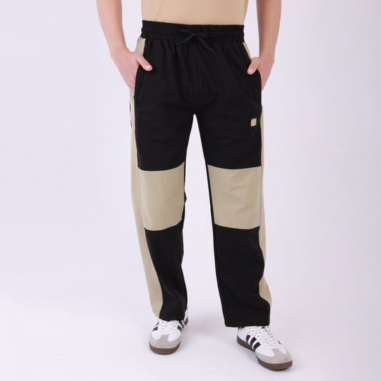 Lionies Dual-Tone Panel Joggers – Beige & Black