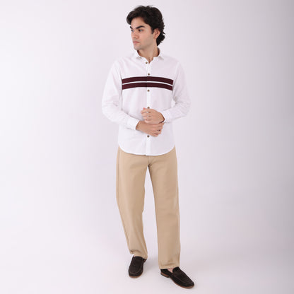 Lionies Dual Stripe Shirt – White & Maroon Classic