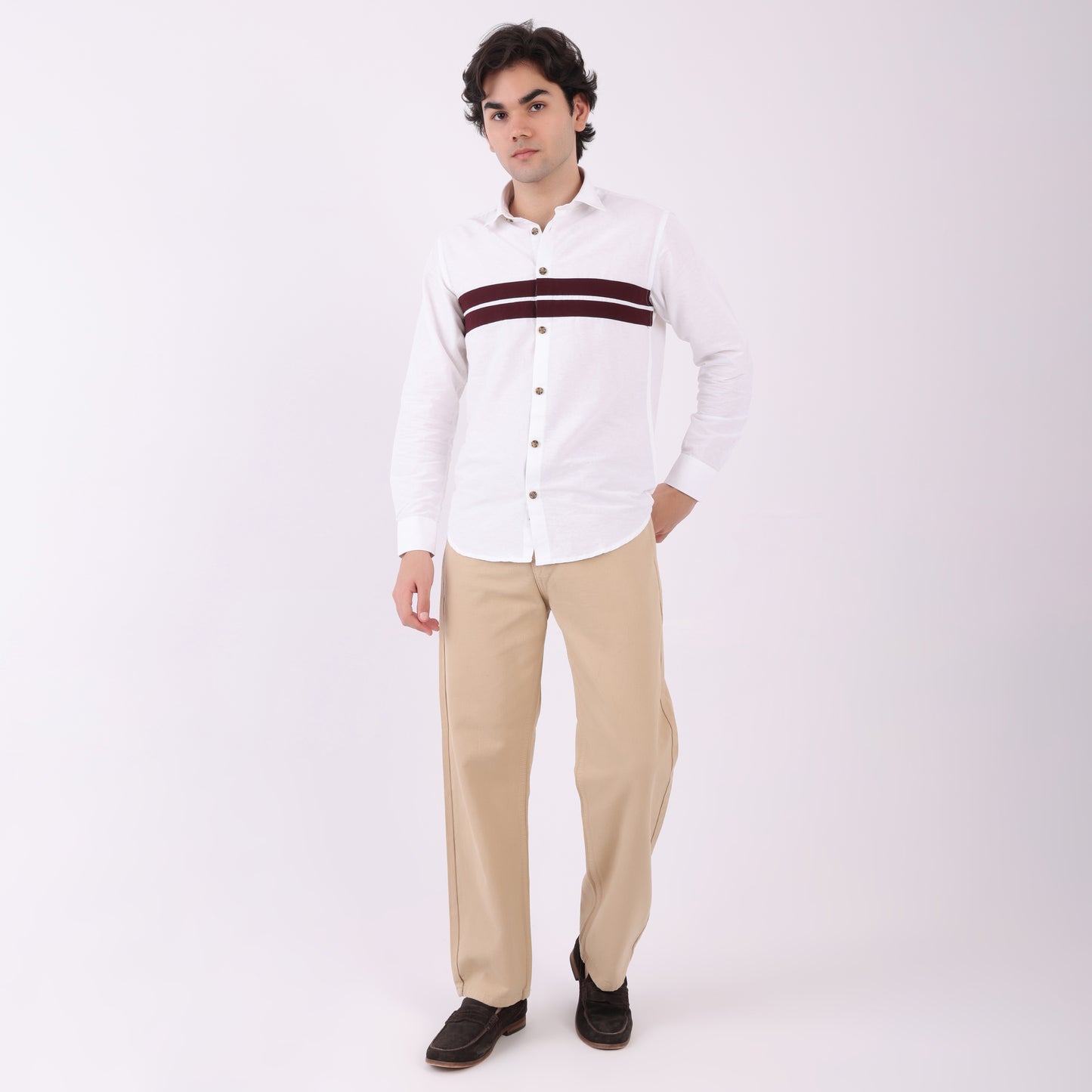 Lionies Dual Stripe Shirt – White & Maroon Classic