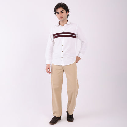 Lionies Dual Stripe Shirt – White & Maroon Classic