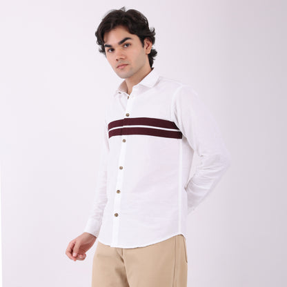 Lionies Dual Stripe Shirt – White & Maroon Classic