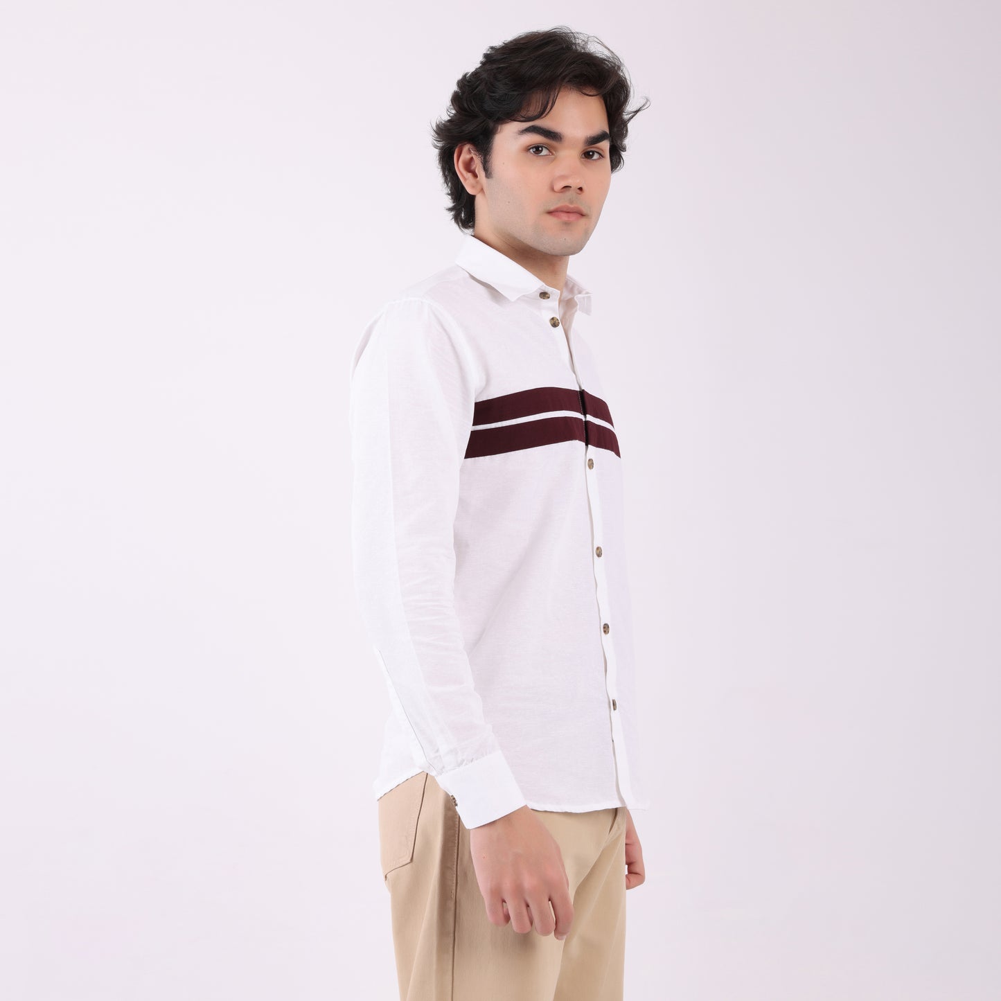 Lionies Dual Stripe Shirt – White & Maroon Classic