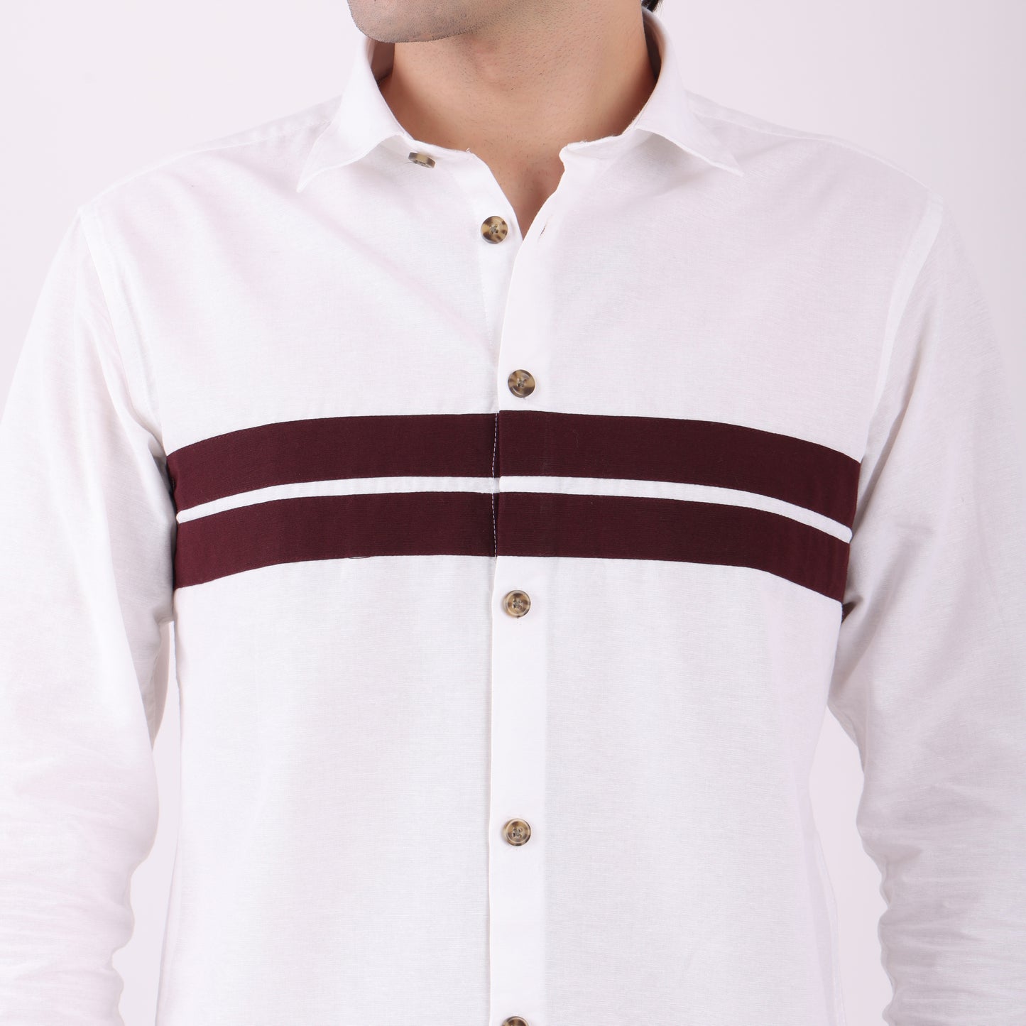 Lionies Dual Stripe Shirt – White & Maroon Classic