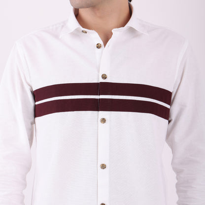 Lionies Dual Stripe Shirt – White & Maroon Classic