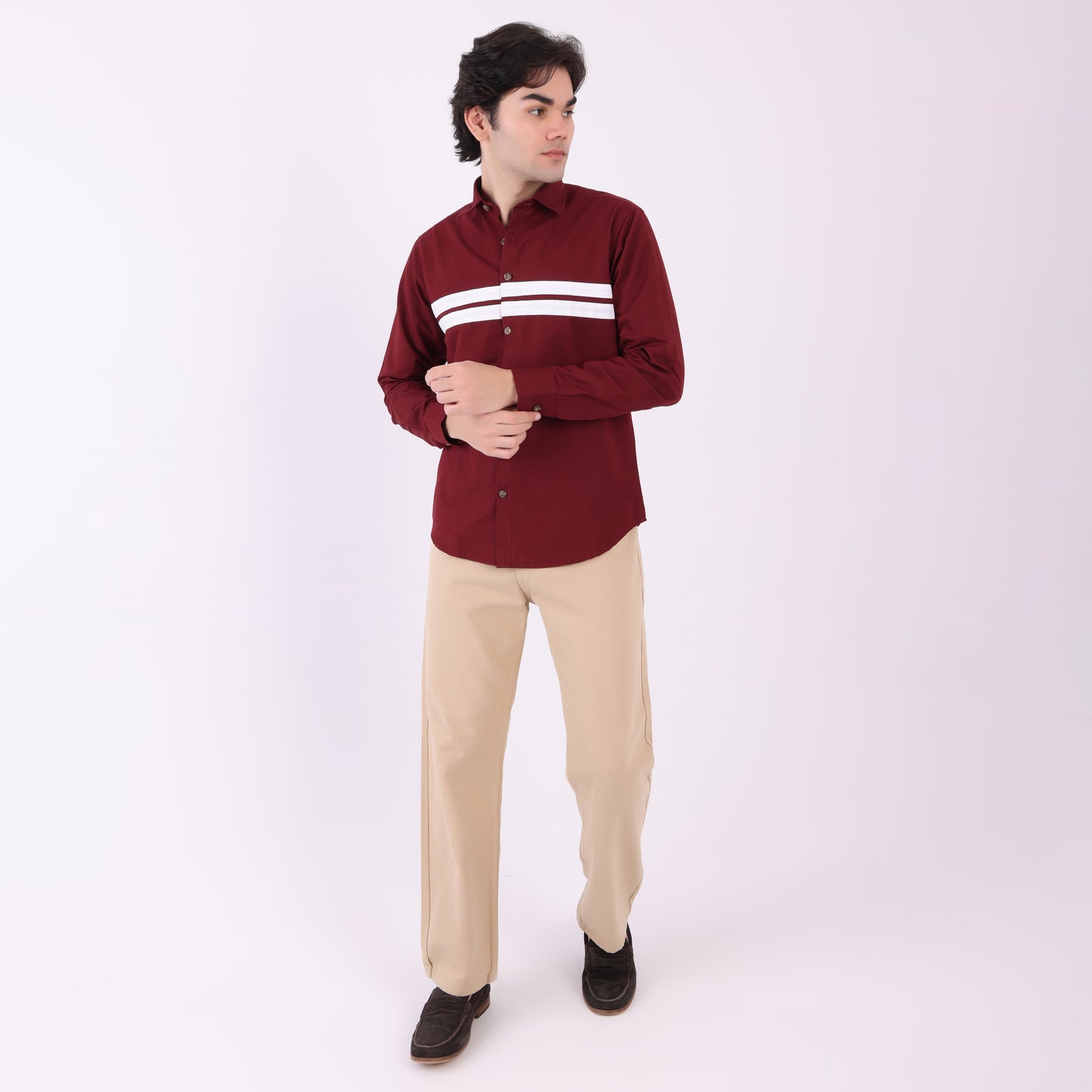 Lionies Dual Stripe Shirt – Maroon  & White  Classic