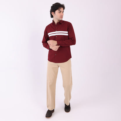 Lionies Dual Stripe Shirt – Maroon  & White  Classic