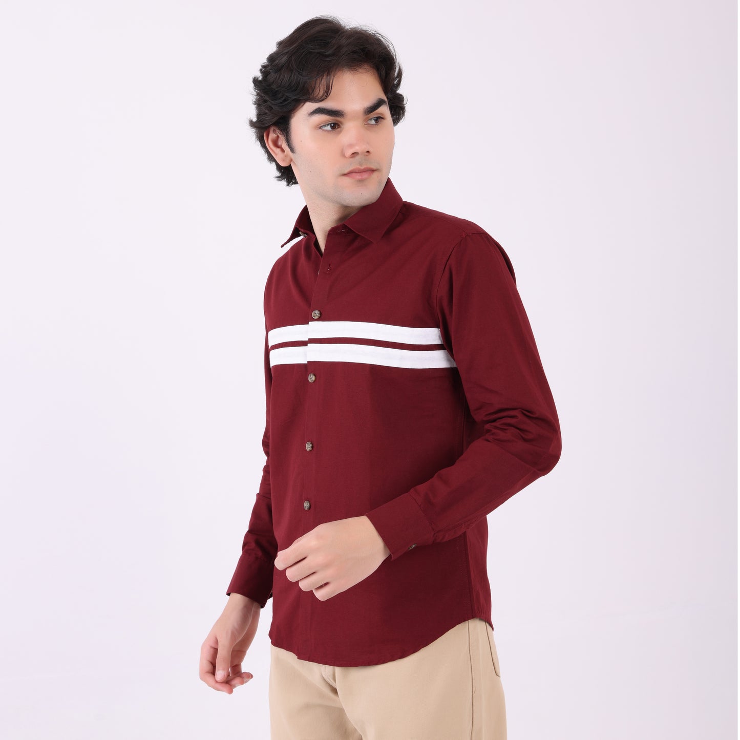 Lionies Dual Stripe Shirt – Maroon  & White  Classic