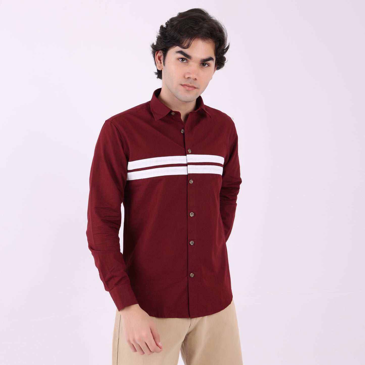 Lionies Dual Stripe Shirt – Maroon  & White  Classic