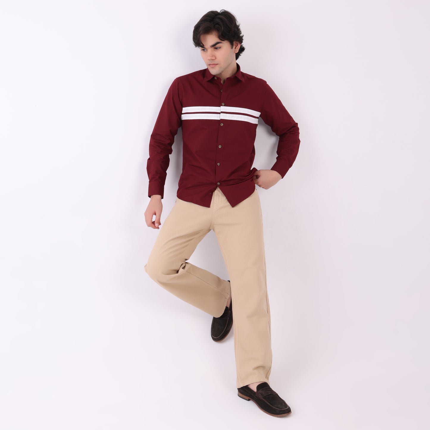Lionies Dual Stripe Shirt – Maroon  & White  Classic