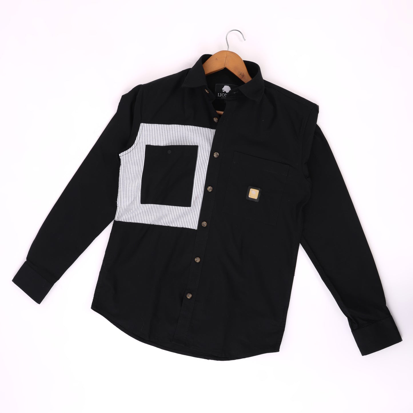 Lionies Dual Pocket Panel Shirt – Black & White Statement