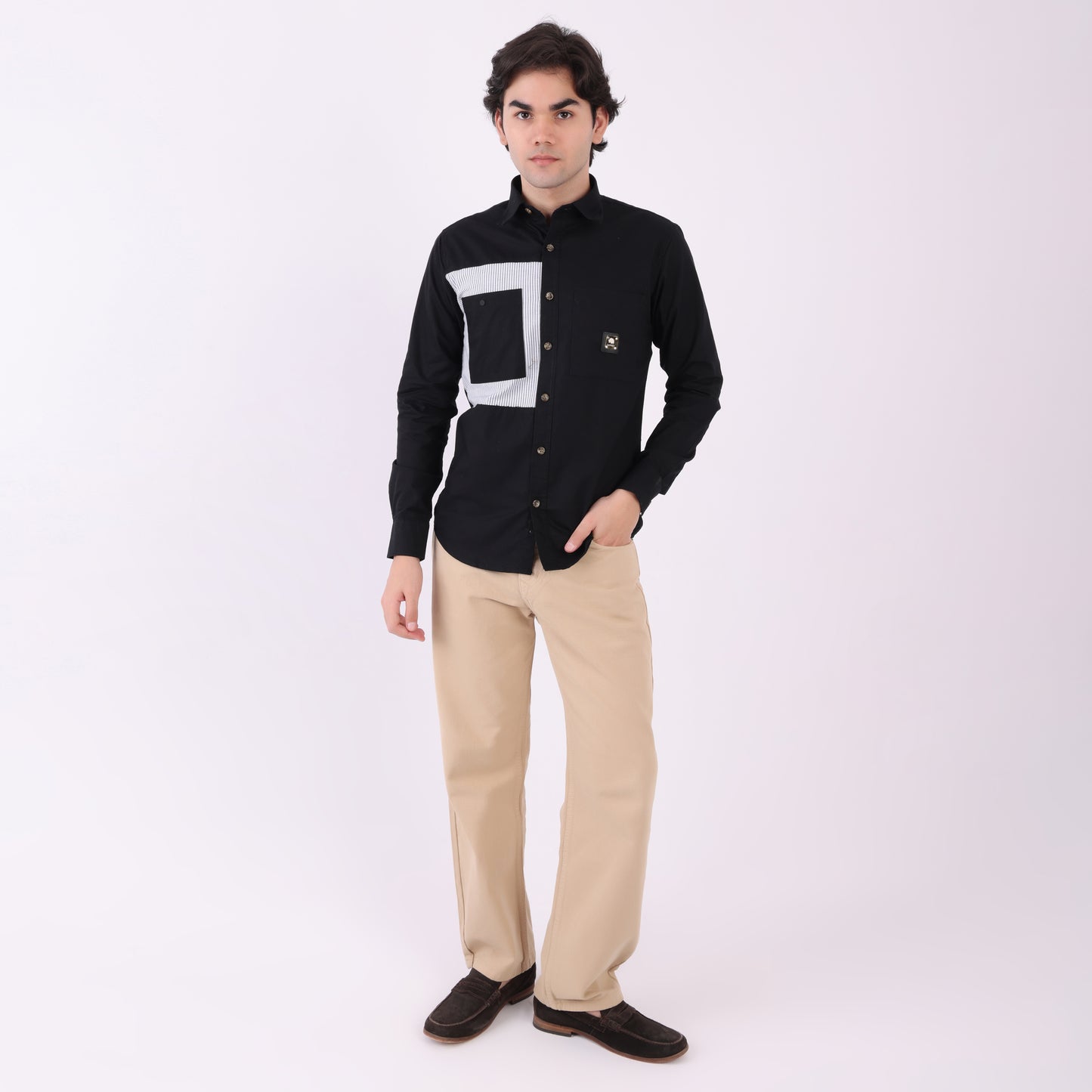 Lionies Dual Pocket Panel Shirt – Black & White Statement