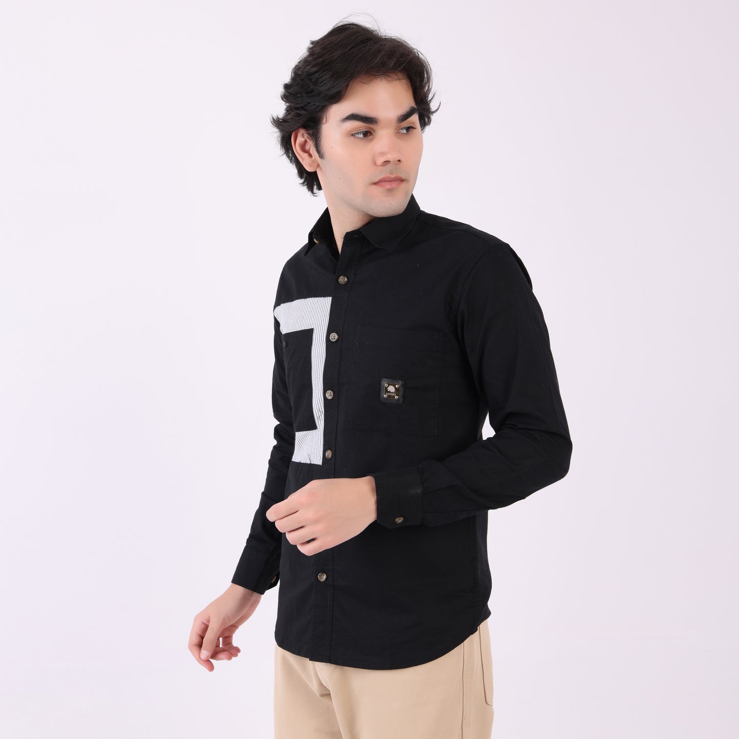 Lionies Dual Pocket Panel Shirt – Black & White Statement